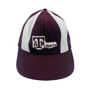 Vintage Texas A&M Aggies Maroon White Snapback Trucker Hat Made In USA Large XL